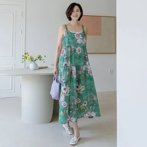 김여사 슈라 나염 나시 원피스