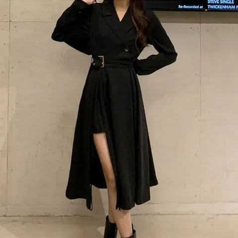 오너클랜 인기상품 자켓형 롱원피스 랩디자인 벨트 트임 원피스 자켓 [WCCC08D250917]