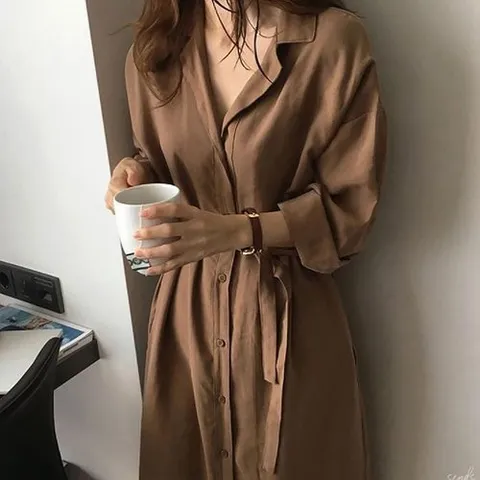 셀러허브 1 [XBF28375_56]데이트룩 롱셔츠 허리스트링 데일리 패션 (36273526)