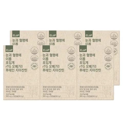 이롭 눈과 혈행에 이롭 초임계 rTG오메가3 루테인 지아잔틴 30캡슐 x 6박스 6개월분