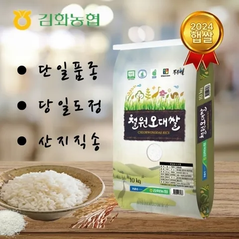 프레쉬푸드 2025년산 신곡 최근 도정  김화농협 철원오대쌀 10kg