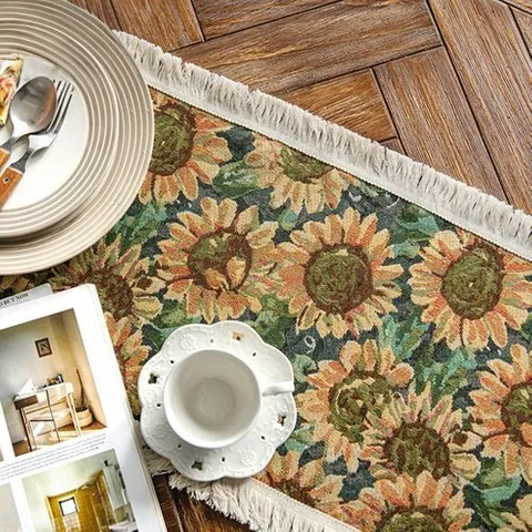 패션플러스 [셀럽하우스] 러너 GCVE2871 식탁보 옐로우 꽃무늬 빈티지 2인용 예쁜 테이블