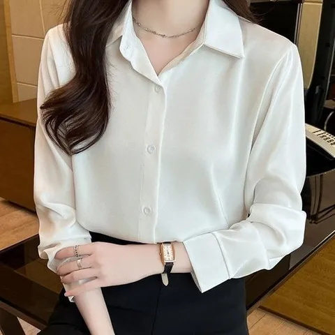셀러허브 1 [XBJ93103]차르르 핏 새틴 긴팔셔츠 베이직 직장인 출퇴근 (15699445)