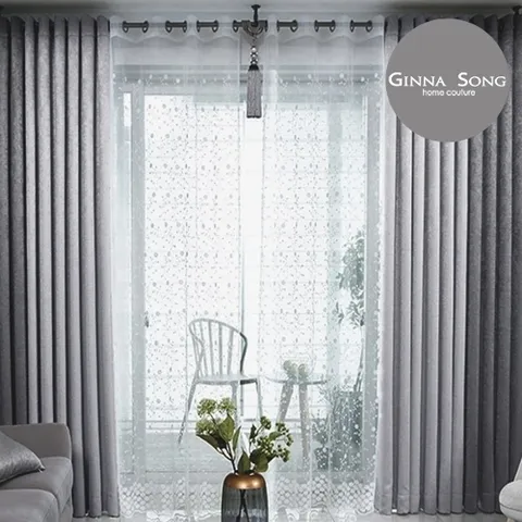 지나송 아델라 암막커튼+플라워자수커튼 풀세트 중형