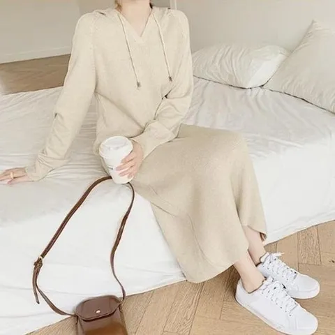 셀러허브 패션 [JHQRN6UW_4B]레이어드 베이직원피스 스타일링 후드 원피스