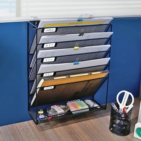 히키스 좁은 오피스 데스크 서류보관 파티션걸이 메탈 선반