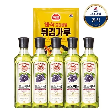 사조대림 해표 포도씨유500ml x5개+튀김/부침가루1kg x1개