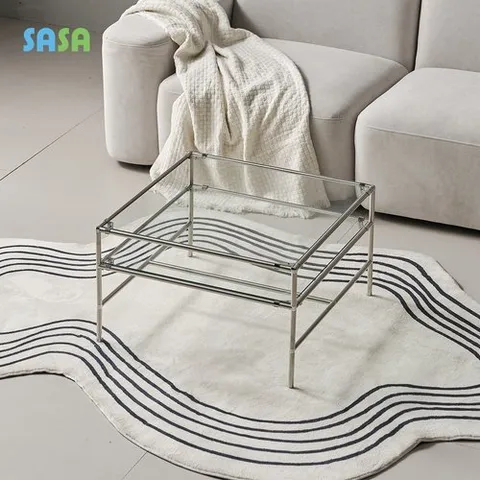 사사가구 해피 미드센츄리 600 강화유리 거실테이블 모듈 미니테이블 투명