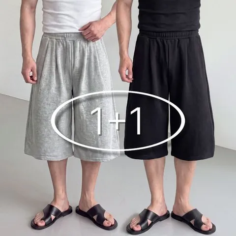패션플러스 [준가이] [1 1] 쓰리턱 7부 버뮤다 스웻 팬츠 4color (238)