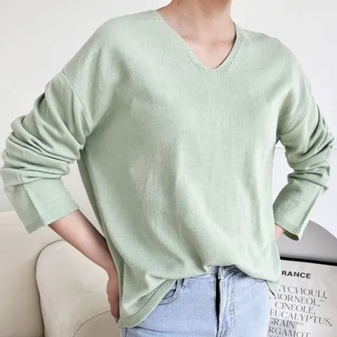 기타 휴가 L 여리 티 한국어 머플러 민트 골지 티 (KYR-WFH6955)