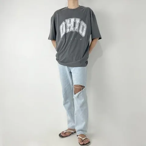 셀러허브 패션 [582] 오하이오 박스 반팔 티[다크그레이,핑크/ONESIZE] (7338272A)