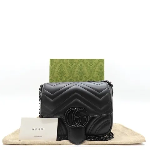 구찌 고이비토 중고명품 Gucci(구찌) 739681 블랙 마틀라세 GG 마몬트 미니 체인 숄더백