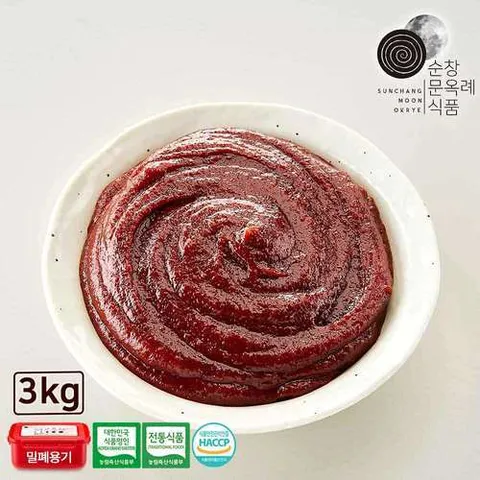순창문옥례식품 전통 찹쌀 고추장 3kg 밀폐용기