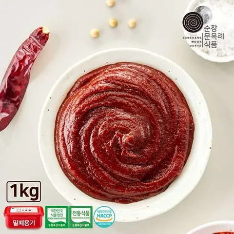 순창문옥례식품 전통 찹쌀 고추장 1kg 밀폐용기