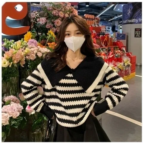 엄지척 니트 빅카라 그린 물결단가라 블랙19678938667501