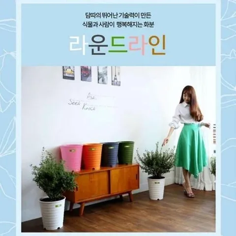 셀러허브 패션 [JHQQ7432_4B]라운드라인350 컬러 다육화분 홈가든