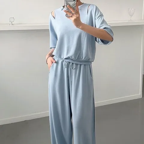 H스타일 SET)자라트임세트 여름 여성 트레이닝복세트