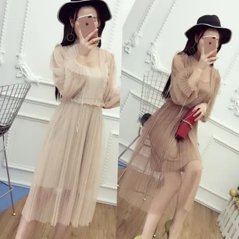 엄지척 샤랄라 시스루 레이어드 원피스19912797667501