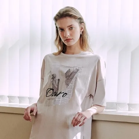 마르조 1종]우븐 져지 티블라우스