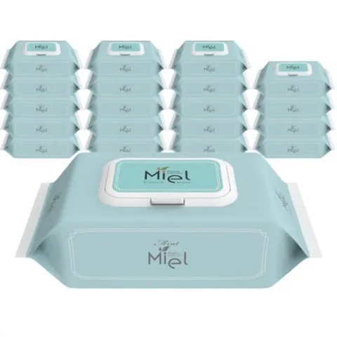 기타 미엘 민트 물티슈 캡형 100매 20팩 평량 35gsm 히알루론산 가성비_JS