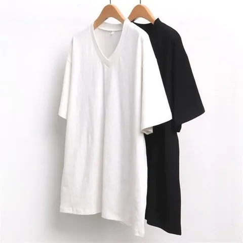 셀러허브 패션 빅사이즈사랑해요 7607L109 브이넥 기모 반팔티 WW