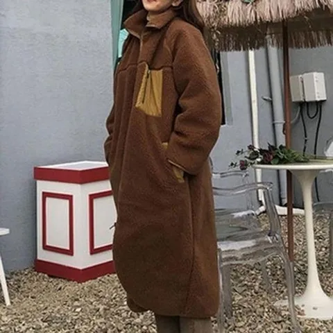 셀러허브 패션 [JHQRLTB4_4B]캐주얼 여성 바람막이 레트로 롱 점퍼 데일리