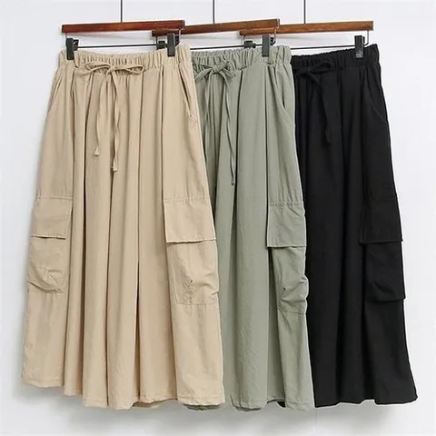 셀러허브 패션 빅사이즈사랑해요 E411L107 와이드카고스커트팬츠 EM