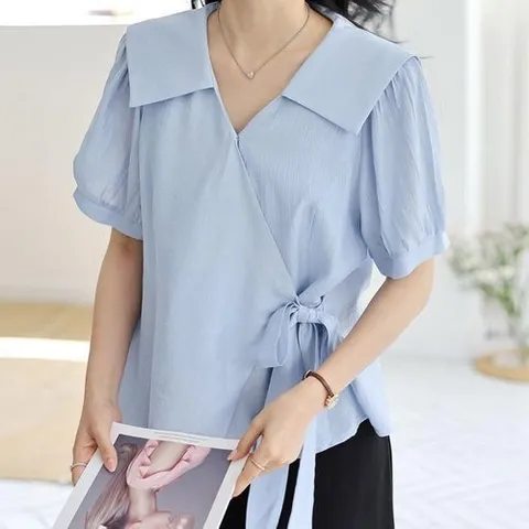 셀러허브 패션 빅사이즈 505 피오니리본랩블라우스 DSMU589