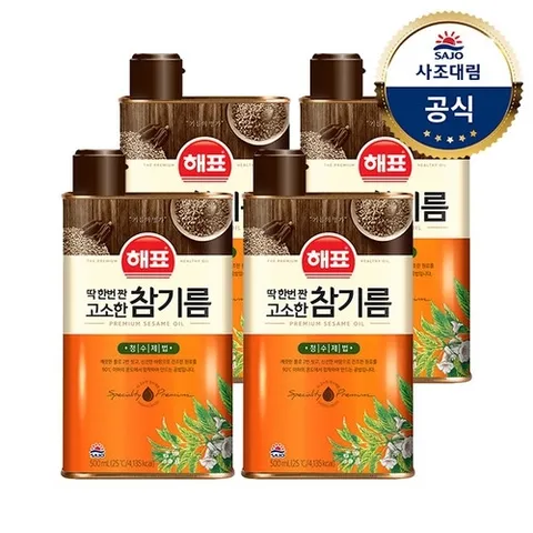 사조대림 해표 고소한참기름 500ml x4개