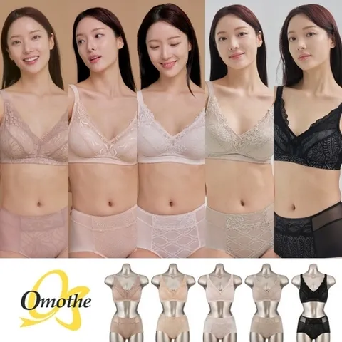 오모떼 오모떼 프리미엄 수피마 코튼 풀커버 레이스 브라 팬티 6종 세트/컬러택일