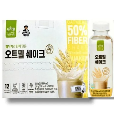 셀러허브 식품 오하루 자연가득 오트밀 쉐이크 50g x 12개입 5박스