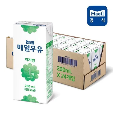 매일유업 매일우유 멸균 저지방 1퍼센트 200ml 24팩