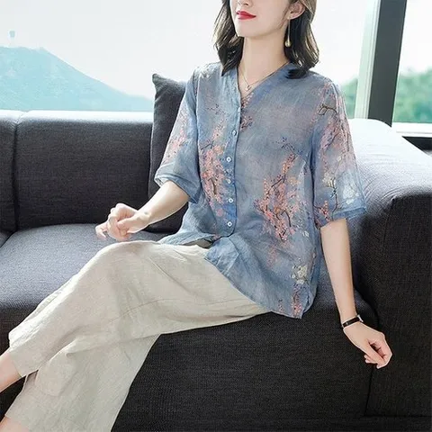 플로레센스 플로레센스]린넨벚꽃롱셔츠13323101588350