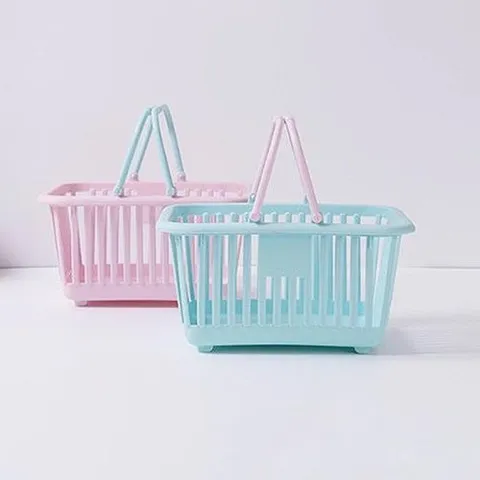 셀러허브 1 [XBKK696M_48]텔 컬러 미니 수납 바구니 손잡이 소품 바스켓