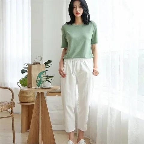 셀러허브 패션 여자 여름 편한 스판바지 코튼 팬츠