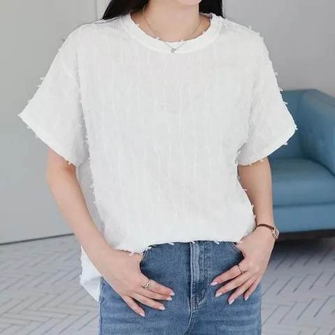 셀러허브 패션 빅사이즈 607 웨이브입체프릴티셔츠 DBNY118 (51102831)