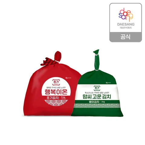 종가 행복이온 포기김치 5kg + 맘씨고운 총각김치 3kg