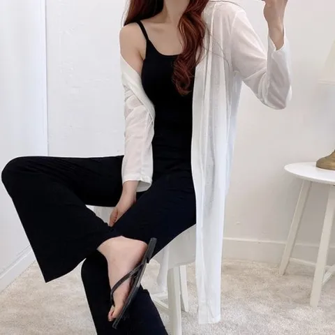 모노위크 600장판매/당일배송] 얇고 시원한 여름 린넨 루즈핏 오픈 로브 숄 롱가디건