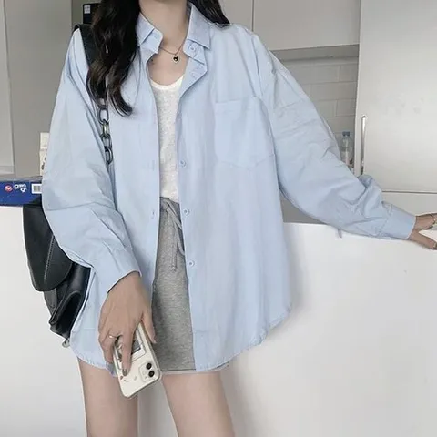 셀러허브 패션 [오노마] ONM 셔츠 카라 긴팔 봄 컬러 커버업 오버핏 여름 캐 (39915308)