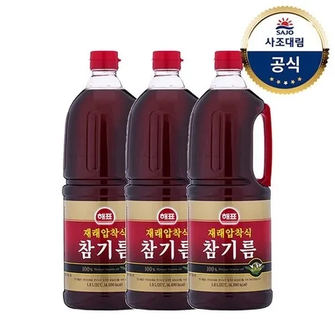 사조대림 해표 재래압착식참기름1.8L x3개