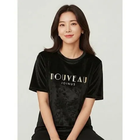 JOINUS 벨벳 로고 티셔츠-JF23KS1101436A_P403849378