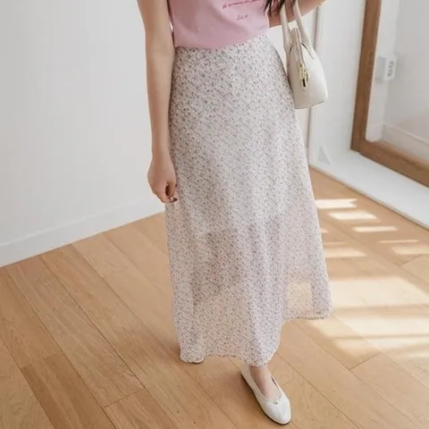 셀러허브 1 여자 SS 후레아 나들이 꽃무늬 시폰 스커트_3