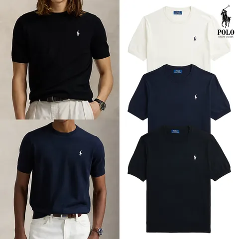 폴로 랄프로렌 [폴로] 남성 피마 코튼 반팔 크루넥 스웨터 (색상 3종 택1)