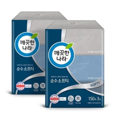 깨끗한나라 순수 소프티 미용티슈 150매 3입 2팩