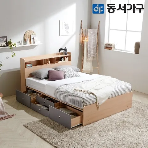 동서가구 루젠 퀸 Q 수납헤드 깊은서랍 침대+양면 매트리스 DF638945