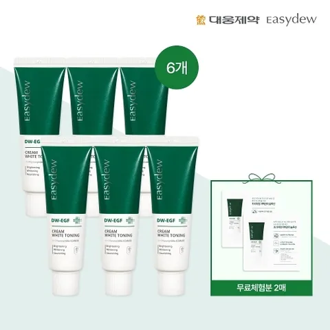 이지듀 (방송에서만 크림최다!)대웅제약 DW-EGF 크림 화이트 토닝 본품 6통+무료체험분 2장