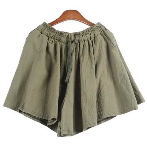 셀러허브 패션 [리더스] 여자 플레어 치마바지 통넓은 4부 린넨팬츠