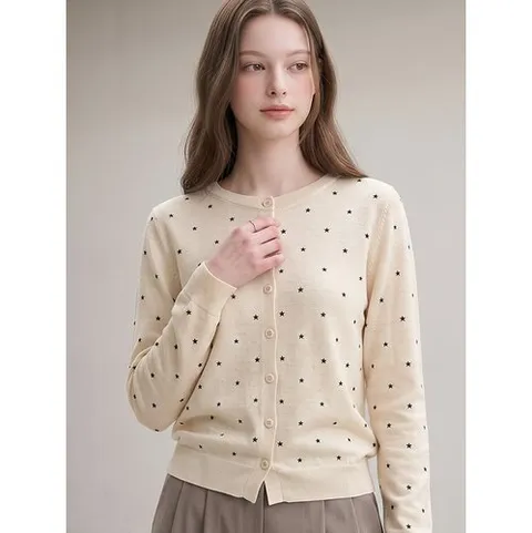 카라 KARRA 프리미엄 울블렌드 스타 라운드 가디건A6F0091