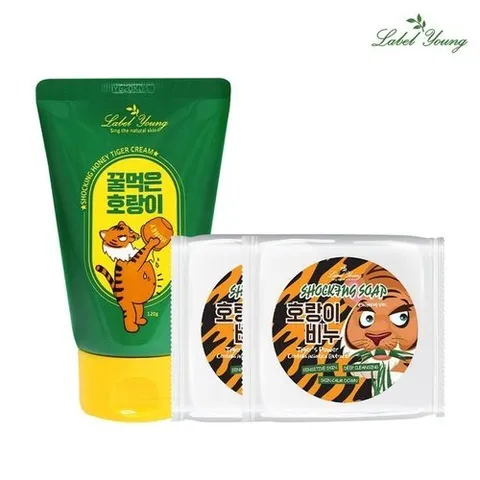 라벨영 쇼킹솝 카밍 호랑이비누 100g X2개 + 허니 타이거 크림 120g / 꿀피부 만들기_P317185308