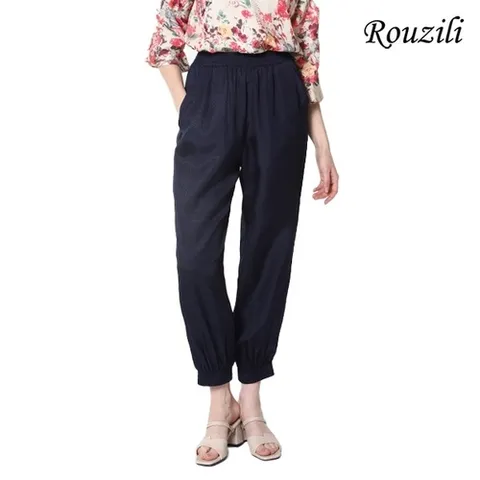 마르조 로질리]리프 레이온 팬츠 네이비